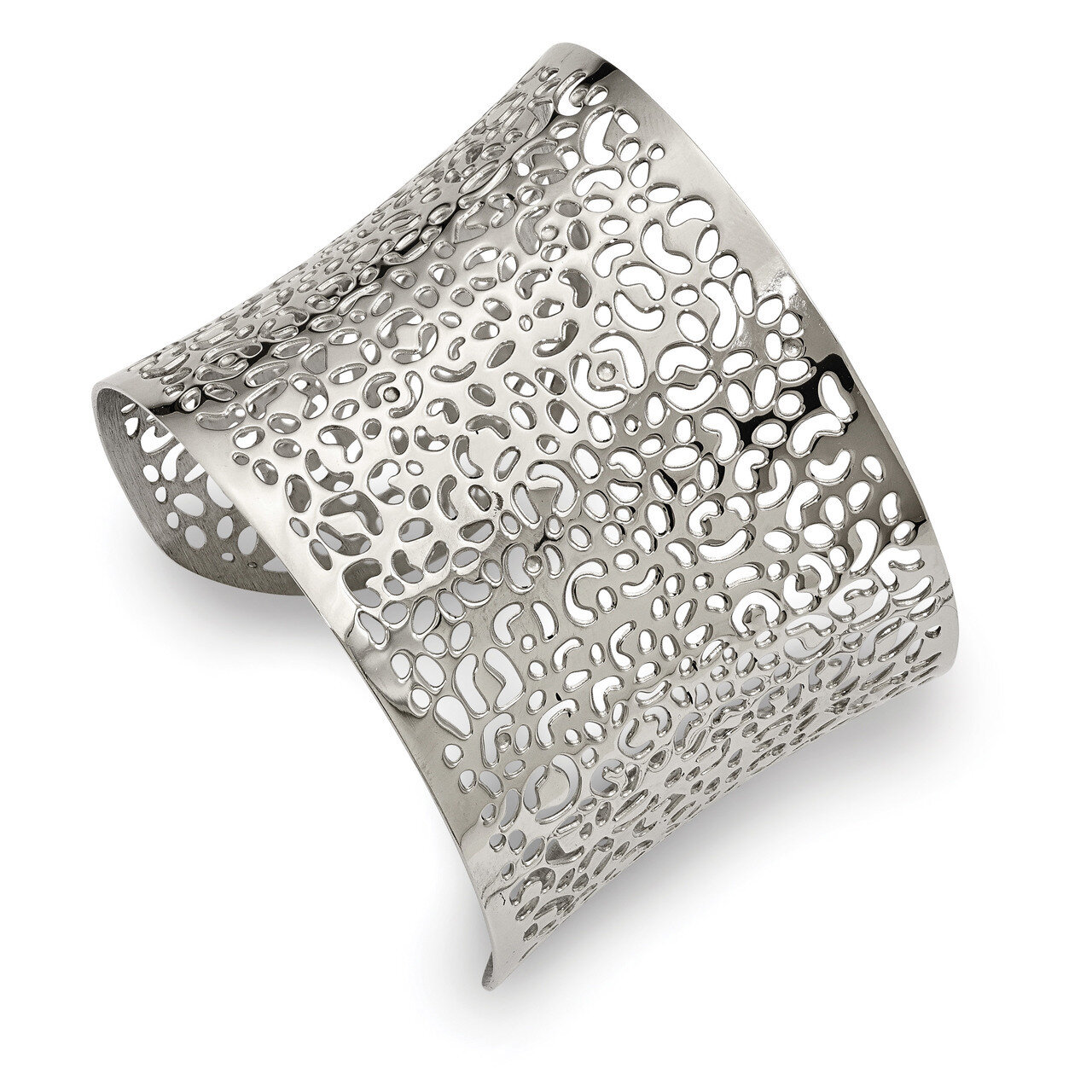 Laser cut Design Cuff Bangle Stainless Steel Polished SRB2088