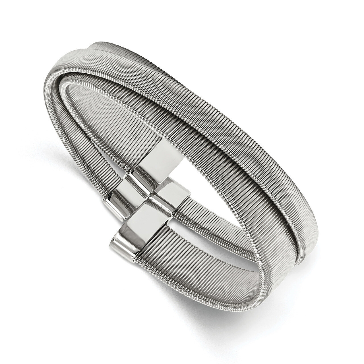 Textured Moveable Cuff Bangle Stainless Steel Polished SRB2097