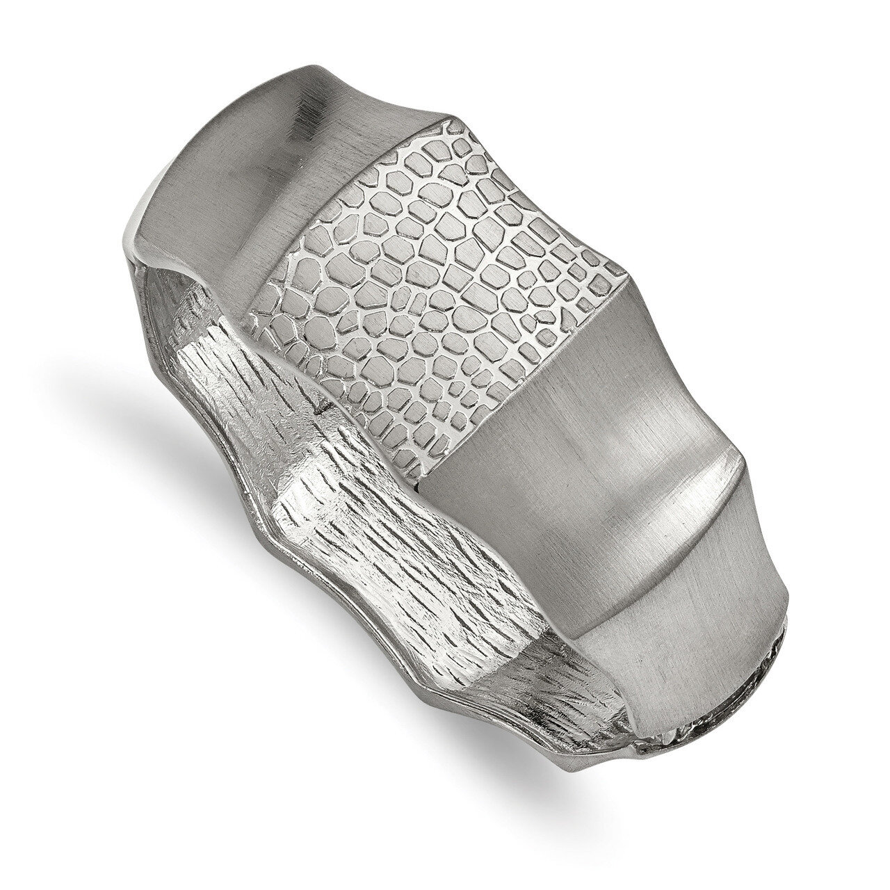 Textured Hinged Bangle Stainless Steel Brushed SRB2099 by Chisel, MPN: SRB2099, 191101645952