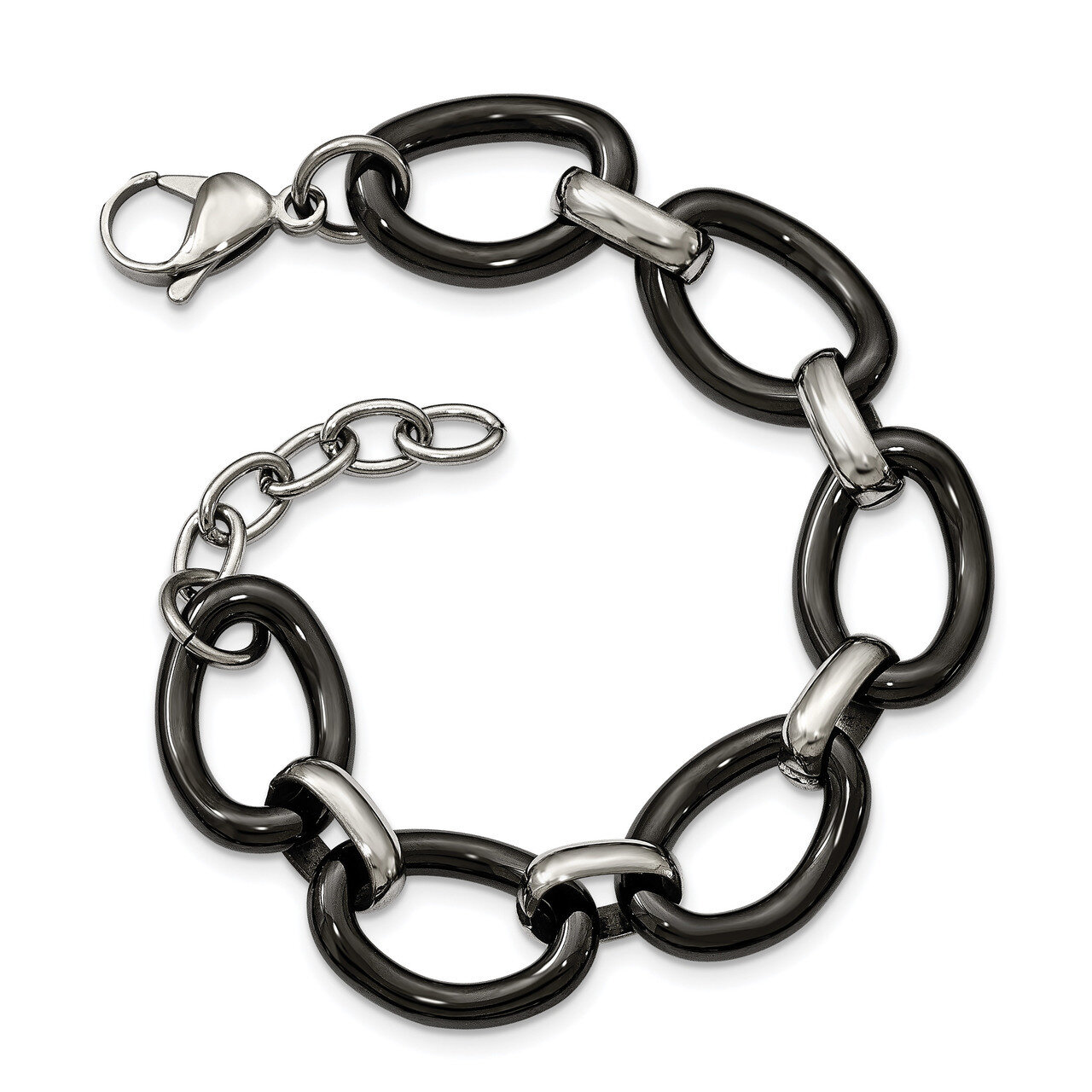 Black Ceramic 1 Inch Extender Bracelet Stainless Steel Polished SRB2113-7 by Chisel, MPN: SRB2113-7…