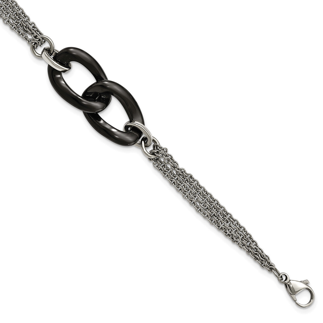 Black Ceramic Polished 7.75 Inch with .25 Inch Extender Bracelet Stainless Steel SRB2117-7.25 by Ch…