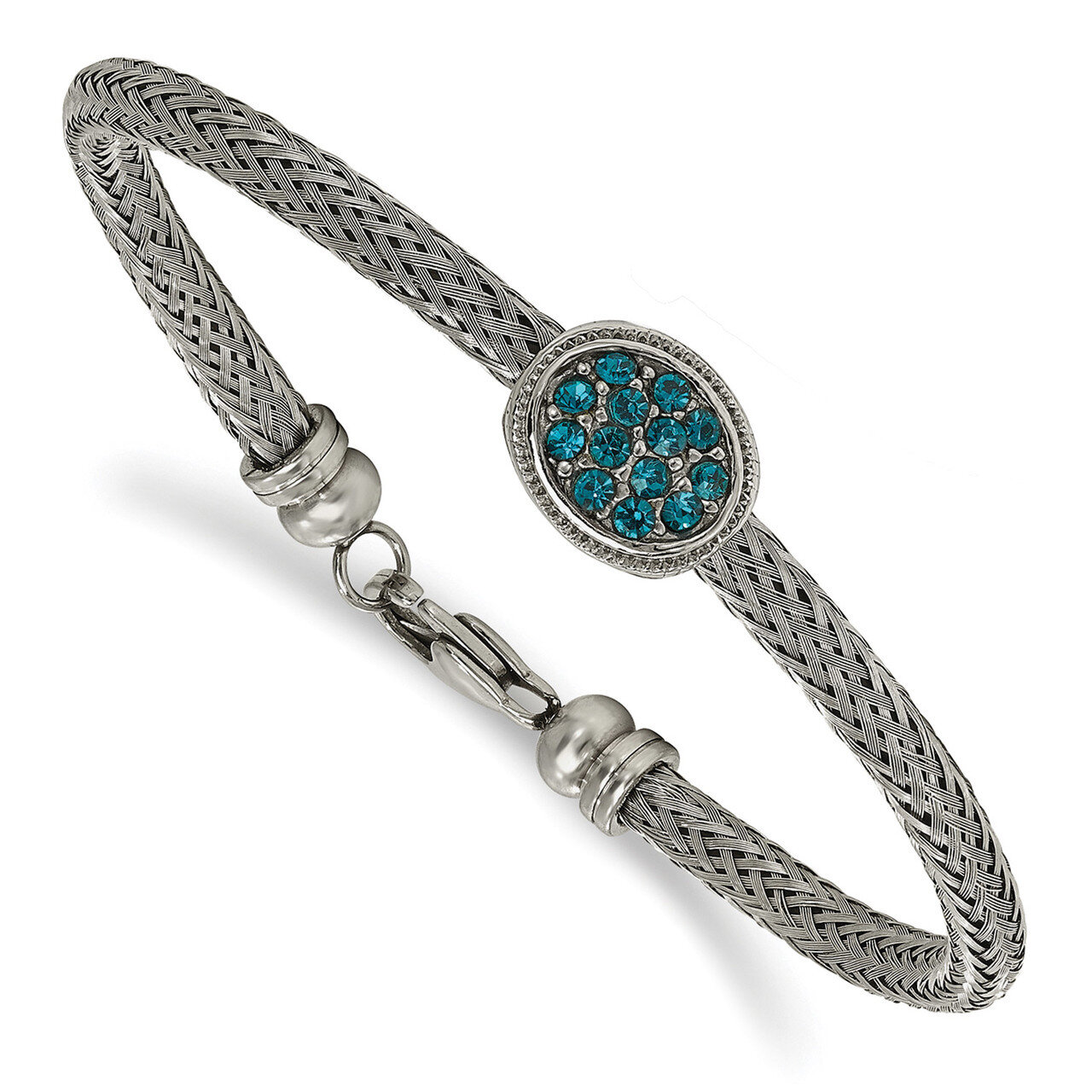 Textured Blue Crystal 7.25in. Bracelet Stainless Steel Polished SRB2122-7.5 by Chisel, MPN: SRB2122…