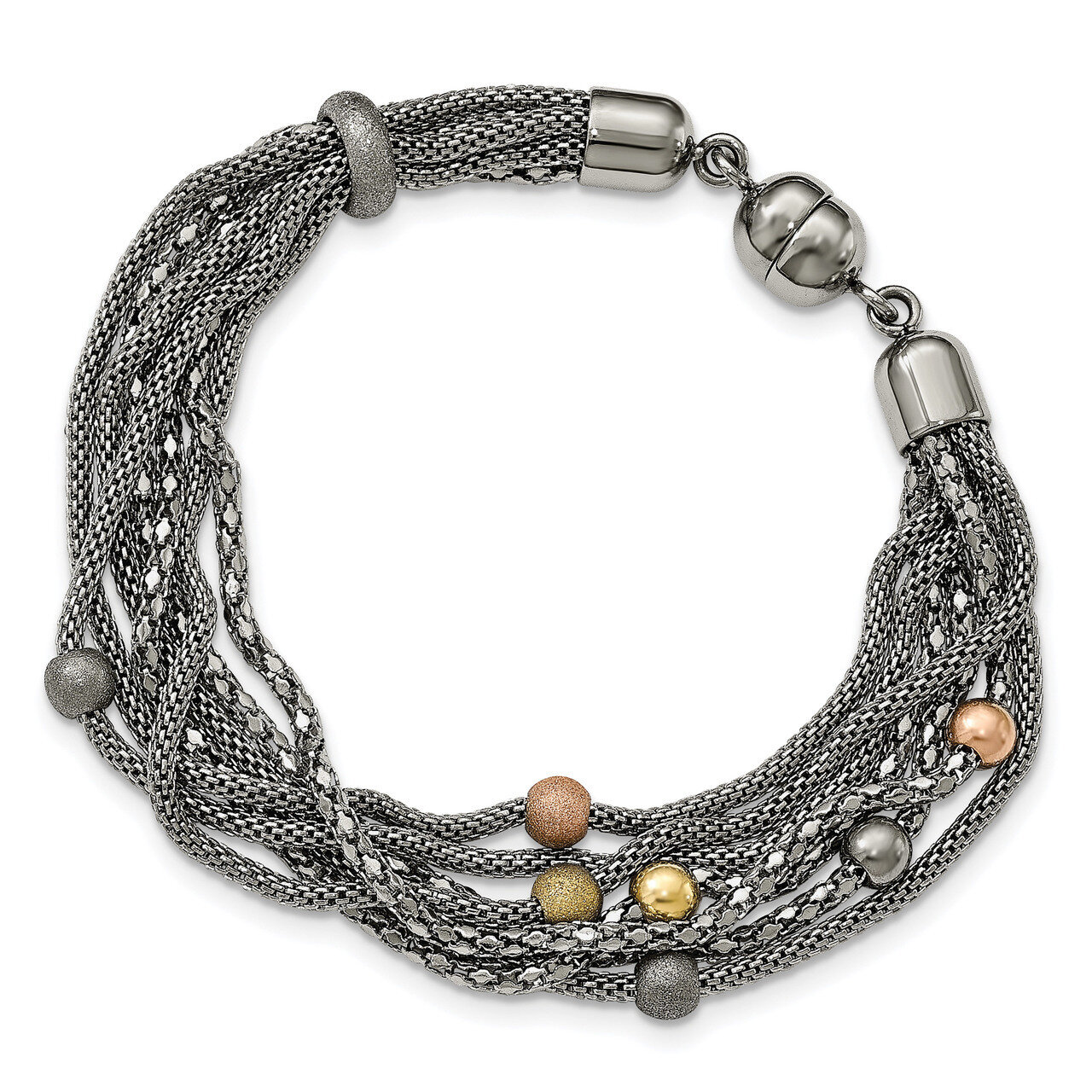 Rose and Yellow IP-plated Mesh Bracelet Stainless Steel SRB2128-7.75 by Chisel, MPN: SRB2128-7.75, …