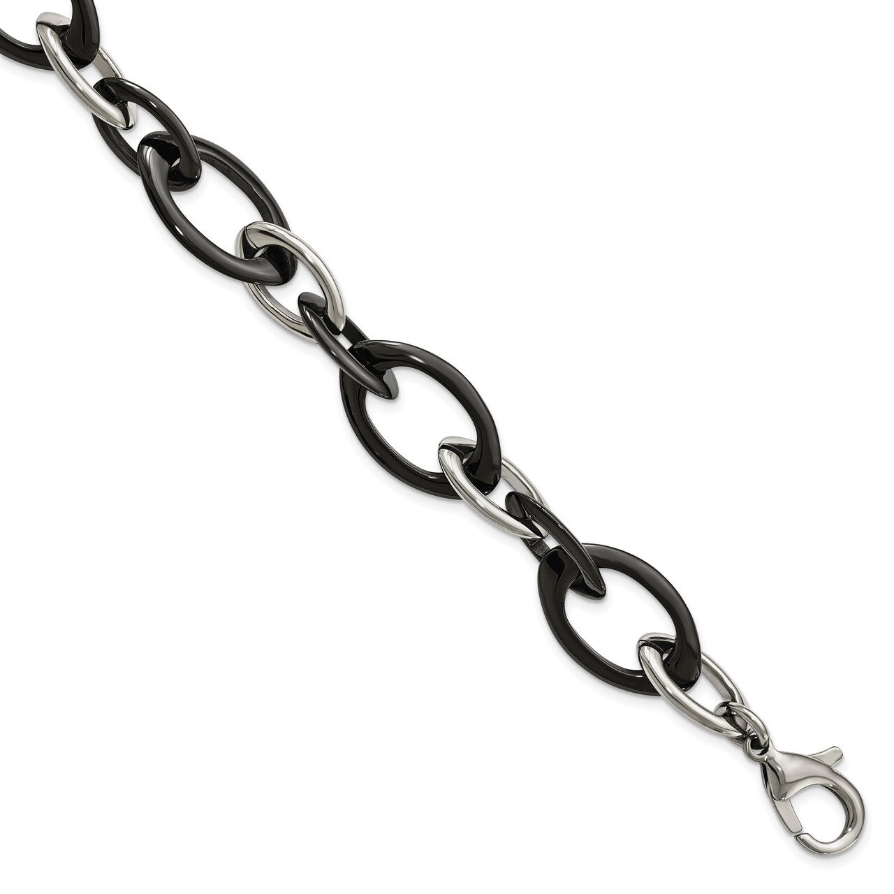 Black Ceramic Polished Bracelet Stainless Steel SRB2142-8 by Chisel, MPN: SRB2142-8, 191101646133