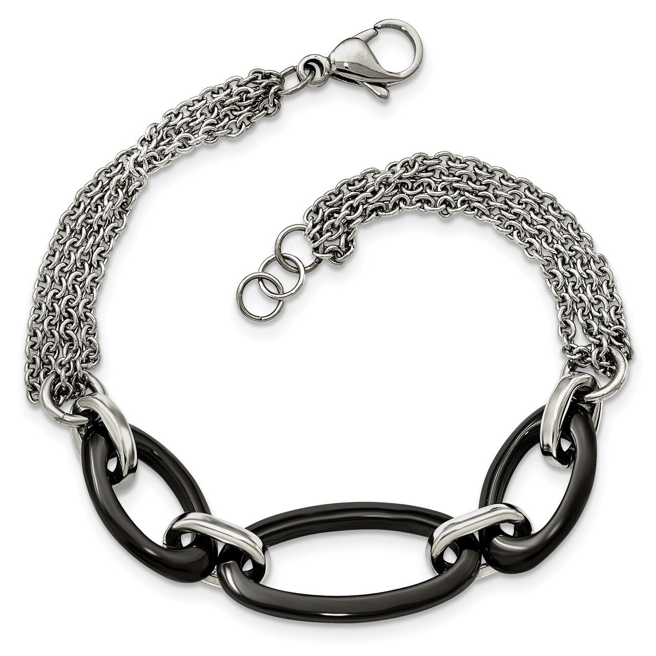 Black Ceramic Polished Bracelet Stainless Steel SRB2143-8 by Chisel, MPN: SRB2143-8, 191101646140