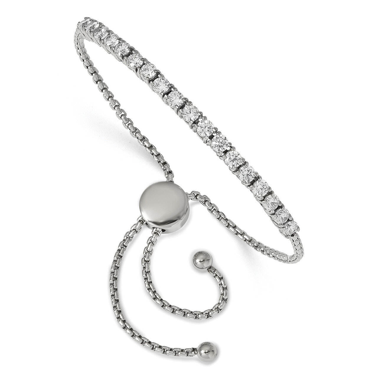 CZ Adjustable Bracelet Stainless Steel Polished SRB2155 by Chisel, MPN: SRB2155, 191101014925