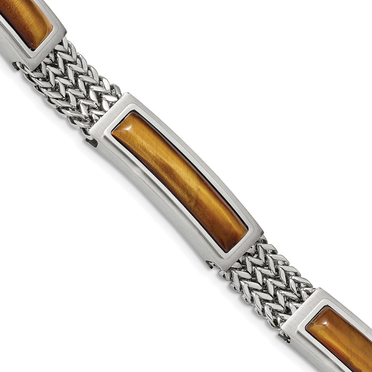 Tiger&#39;s Eye 8.25 Inch Bracelet Stainless Steel Brushed and Polished SRB2159-8.25 by Chisel, MPN: SR…