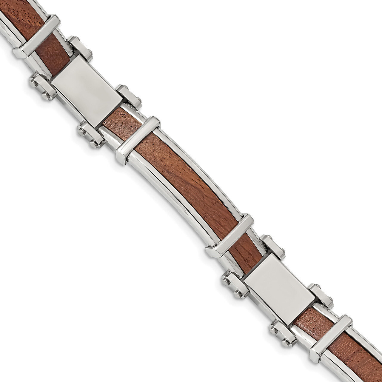 Wood Inlay 8.25 Inch Bracelet Stainless Steel Polished SRB2161-8.25 by Chisel, MPN: SRB2161-8.25, 1…