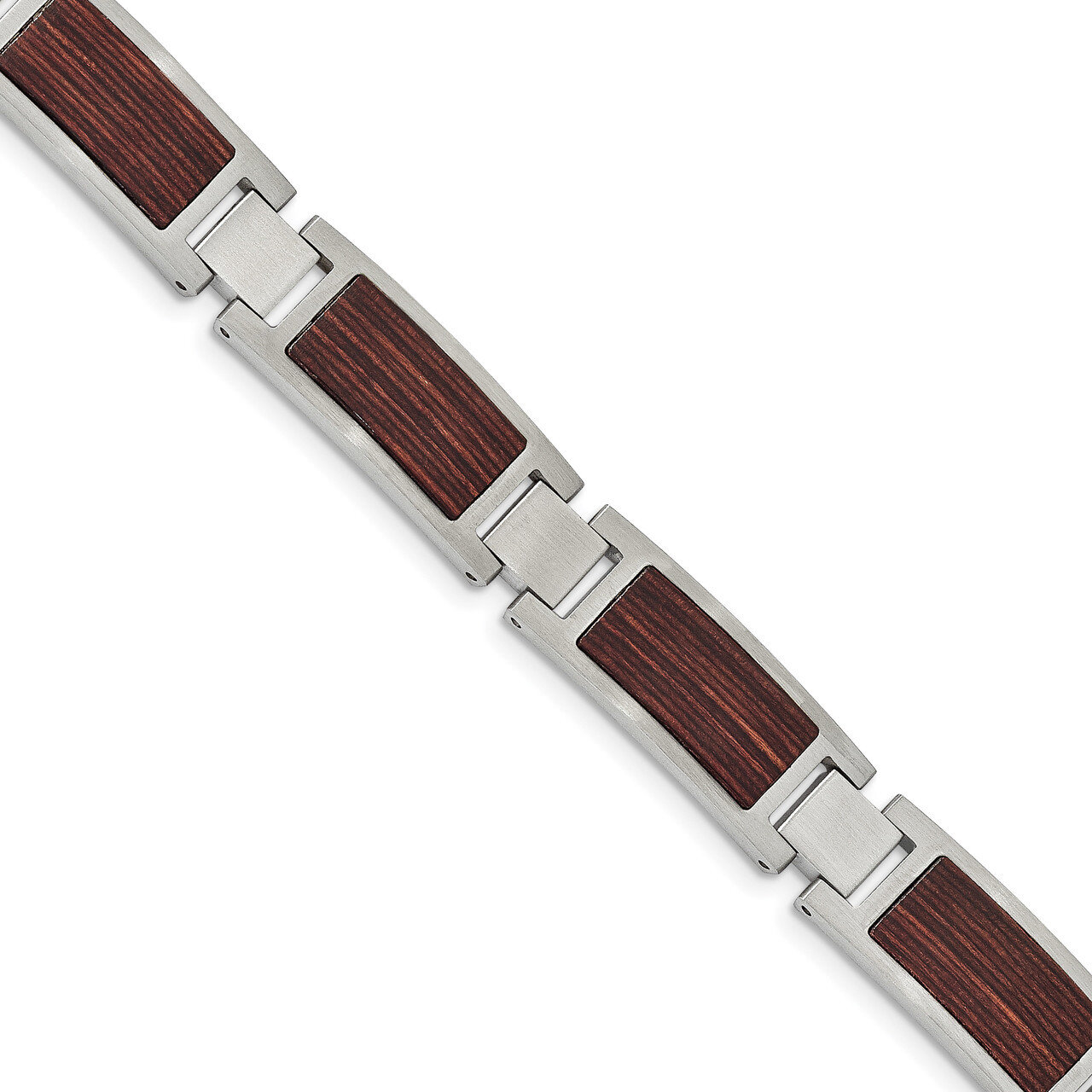 Wood Inlay 8.75 Inch Link Bracelet Stainless Steel Brushed SRB2169-8.75 by Chisel, MPN: SRB2169-8.7…