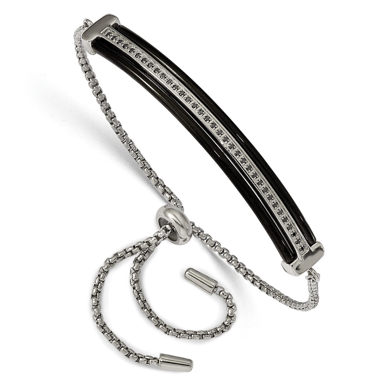 Black IP-plated with Black CZ Adjustable Bracelet Stainless Steel Polished SRB2172 by Chisel, MPN: …