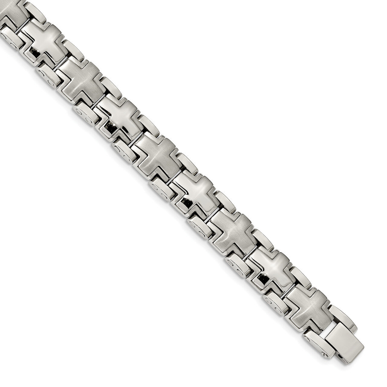 Cross 8.25 Inch Heavy Link Bracelet Stainless Steel Brushed and Polished SRB2173-8.25