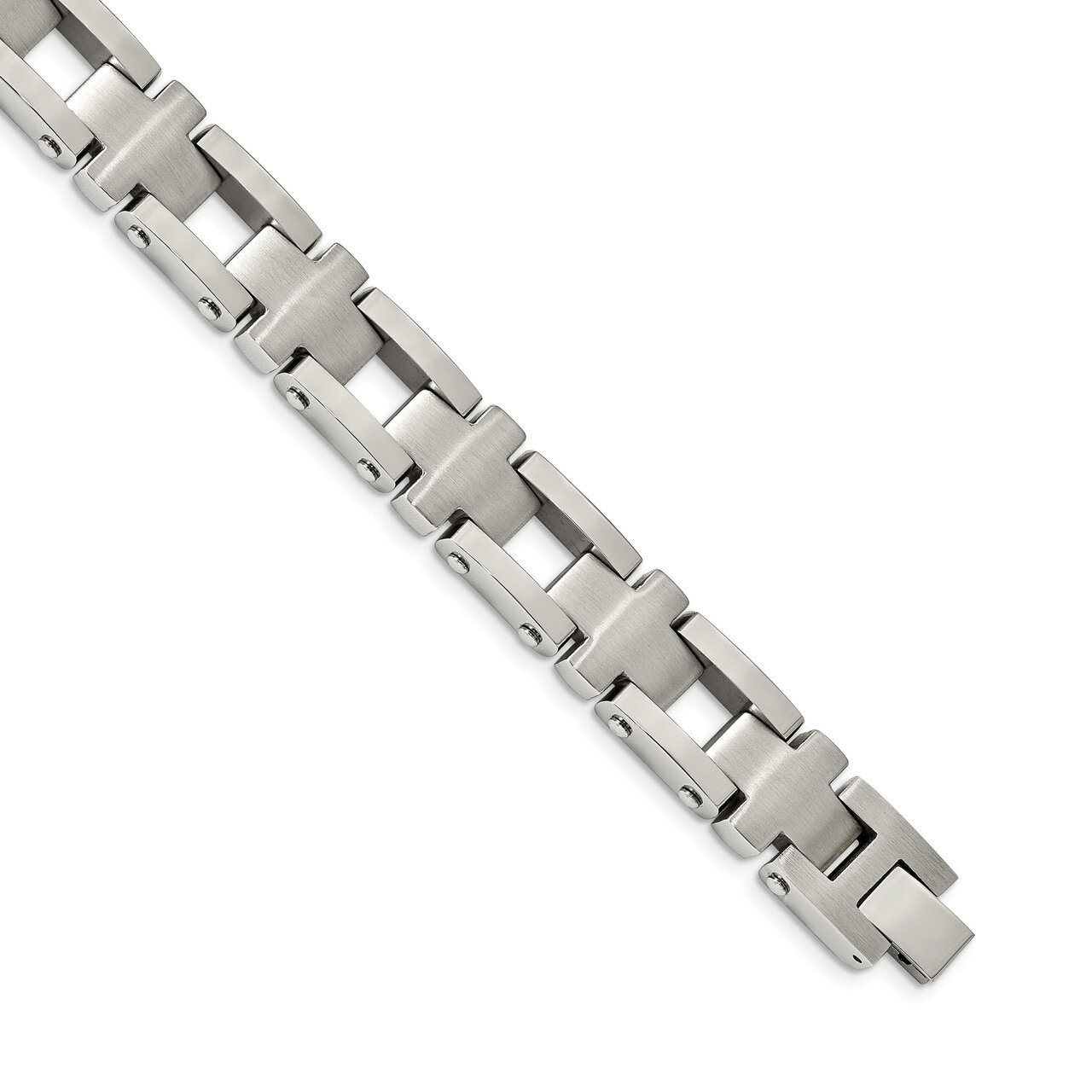 Cross 8.5 Inch Link Bracelet Stainless Steel Brushed and Polished SRB2174-8.5 by Chisel, MPN: SRB21…