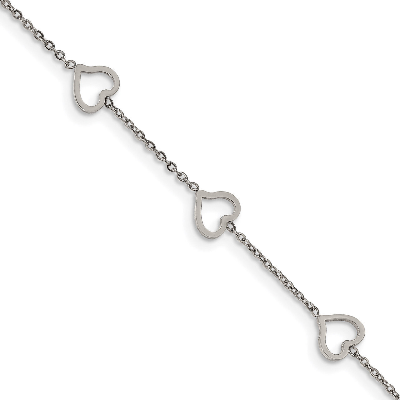7 Inch Hearts Bracelet Stainless Steel Polished SRB2180-7 by Chisel, MPN: SRB2180-7, 191101014727