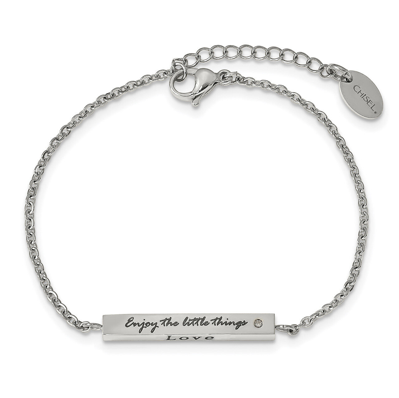 CZ Enjoy the little things with 1.5 Inch ext Bar Bracelet Stainless Steel Polished SRB2258-7 by Chi…