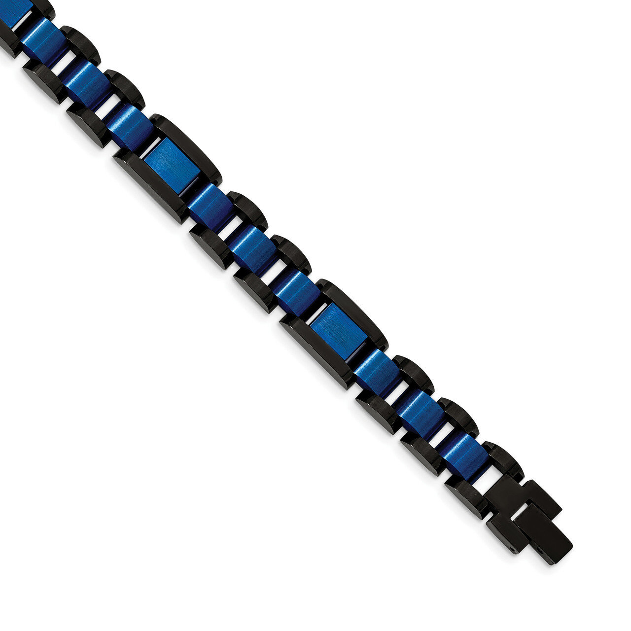 Black &amp; Blue IP-plated 8.75 Inch Bracelet Stainless Steel Brushed and Polished SRB2271-8.75 by Chis…