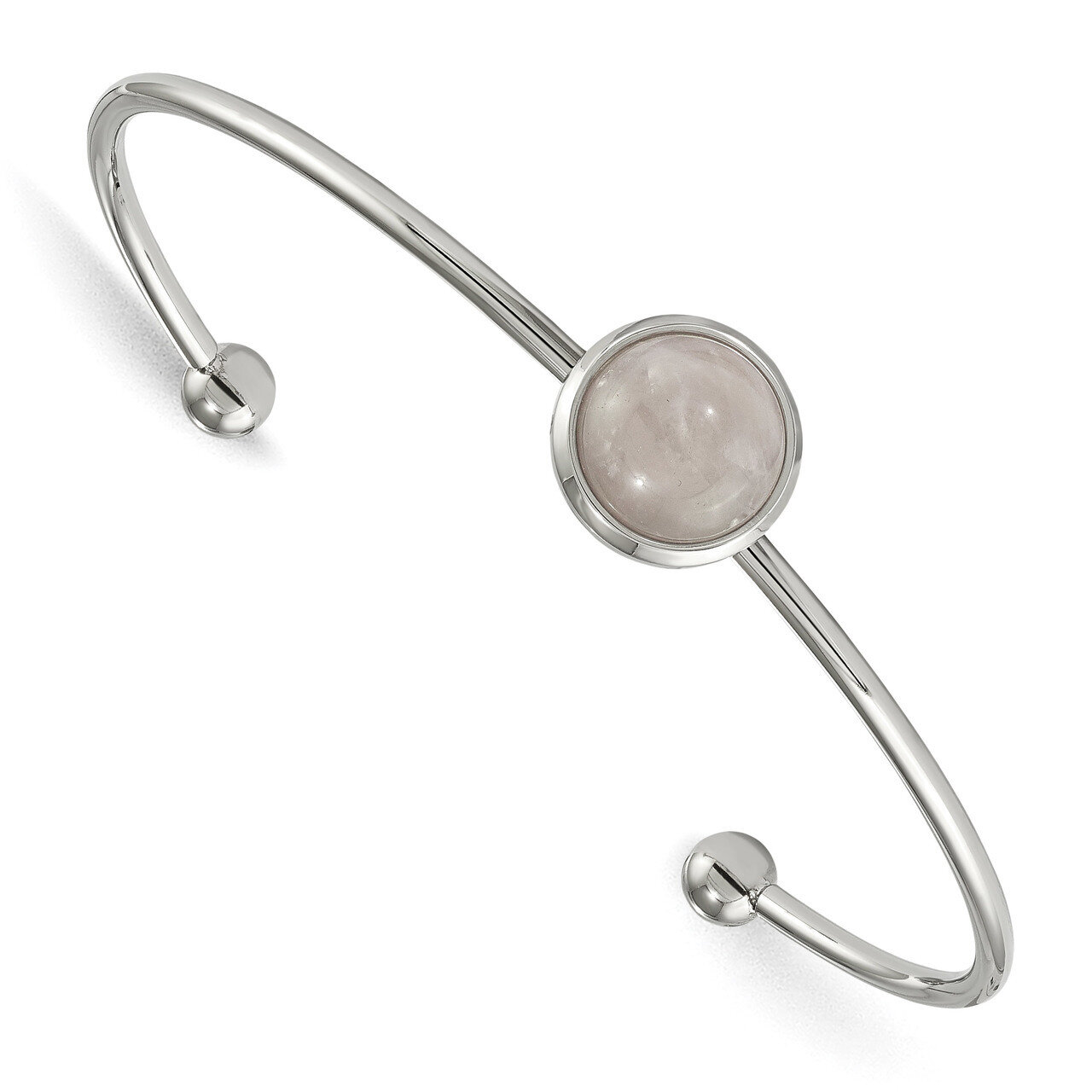 Rose Quartz Cuff Bangle Stainless Steel Polished SRB2273 by Chisel, MPN: SRB2273, 191101016950