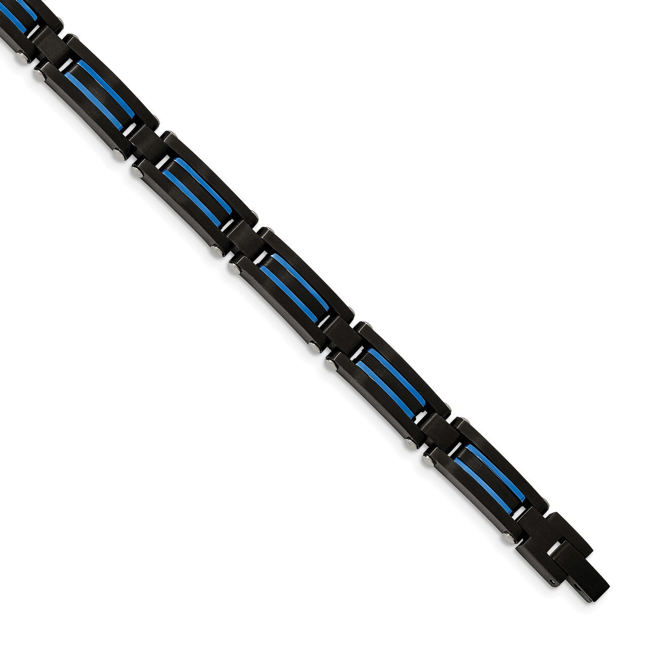 Black/Blue IP-plated 8.5 Inch Bracelet Stainless Steel Brushed and Polished SRB2274-8.5 by Chisel, …