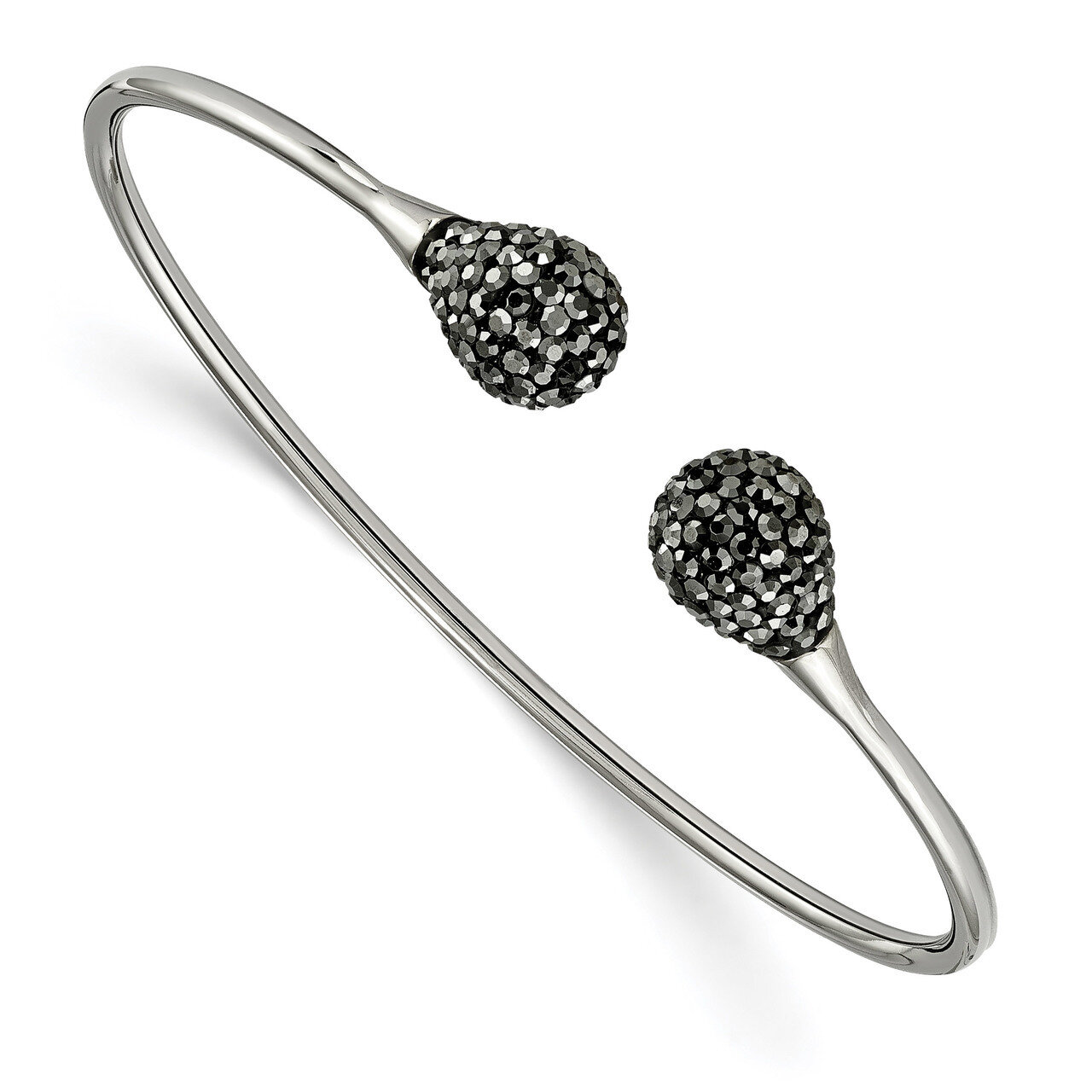 Hematite Flexible Cuff Bangle Stainless Steel Polished SRB2535 by Chisel, MPN: SRB2535, 191101016967