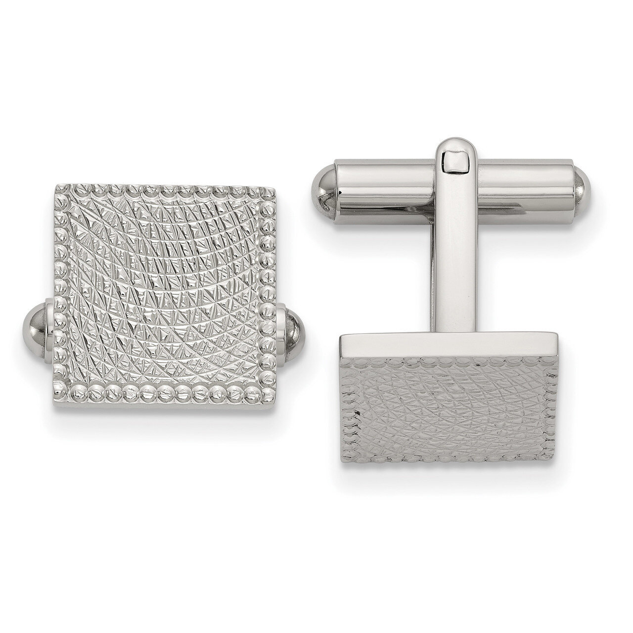 Textured Square Cufflinks Stainless Steel Polished SRC404
