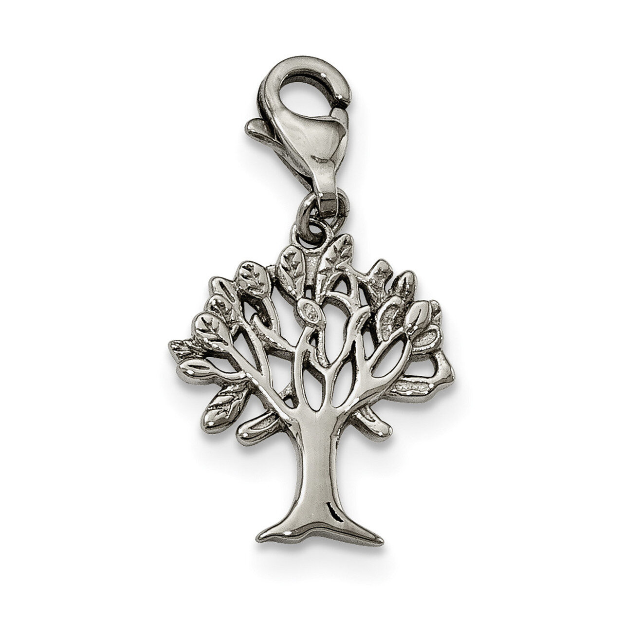Tree with Lobster Clasp Charm Stainless Steel Polished SRCH238 by Chisel, MPN: SRCH238, 191101647918