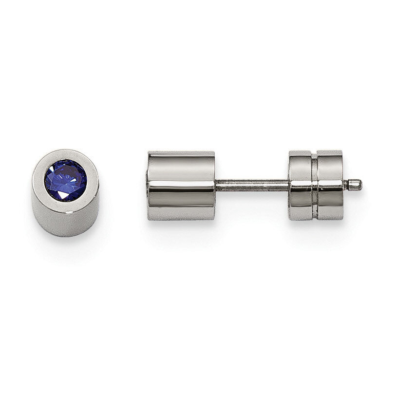 CZ Sept Birthstone Polished Post Earrings Stainless Steel SRE1004 by Chisel, MPN: SRE1004, 19110164…
