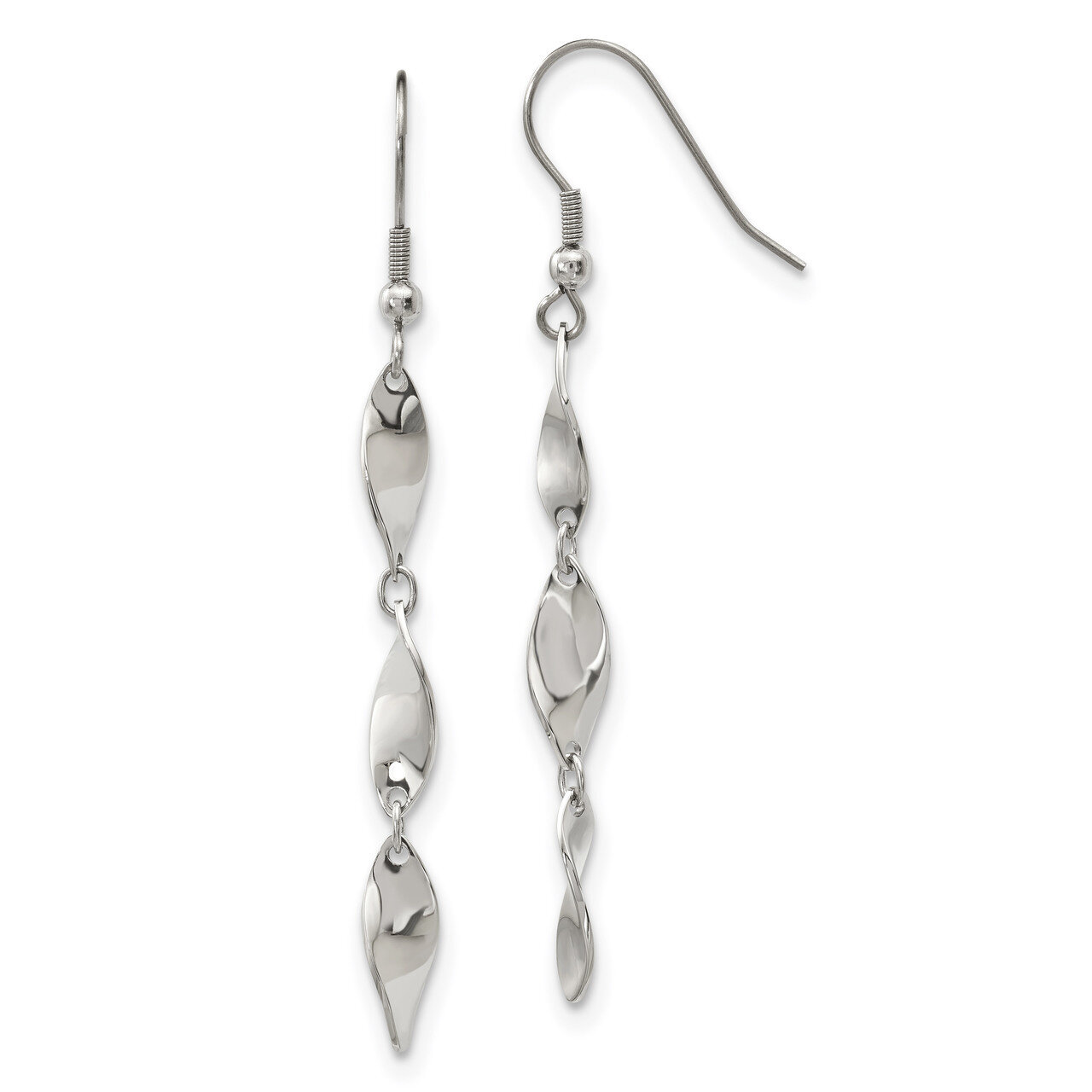 Dangle Shepherd Hook Earrings Stainless Steel Polished SRE1151 by Chisel, MPN: SRE1151, 191101853630