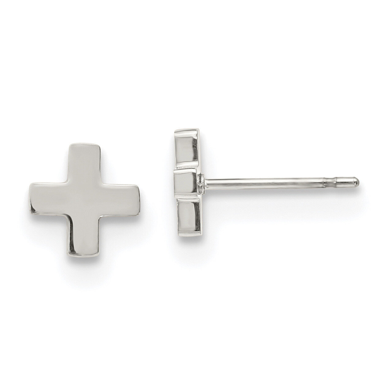 X Post Earrings Stainless Steel Polished SRE1207S