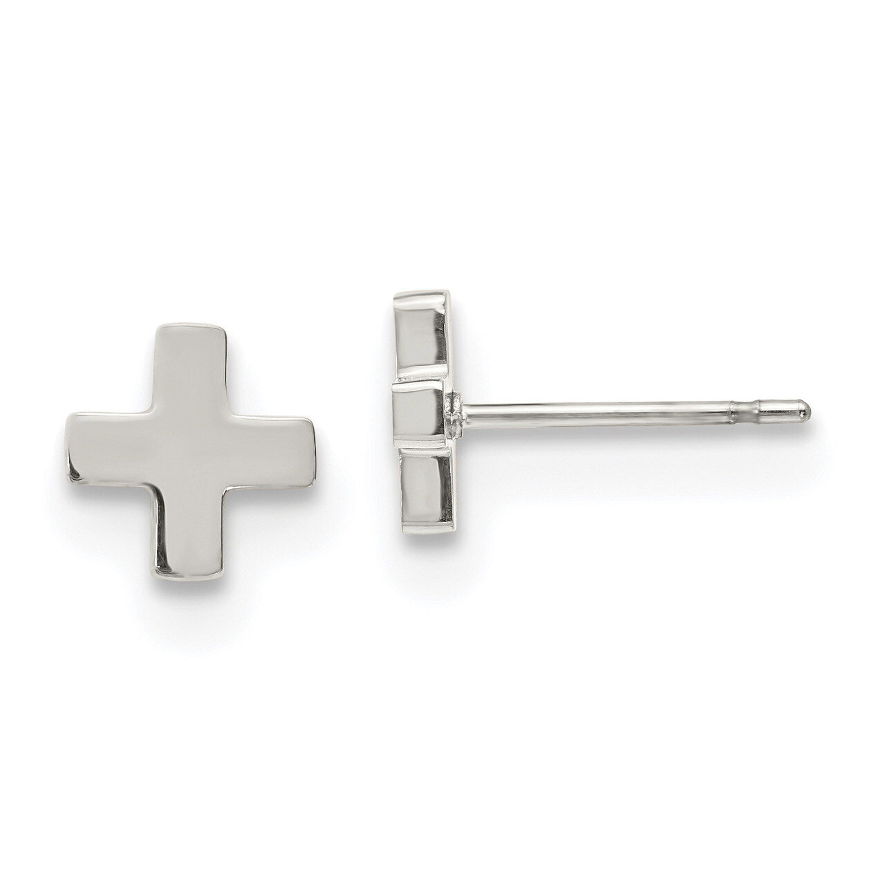 X Post Earrings Stainless Steel Polished SRE1207S by Chisel, MPN: SRE1207S, 191101499685