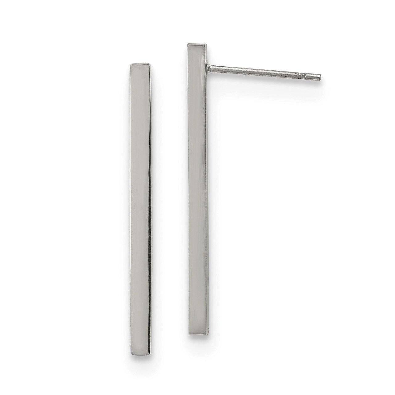 Bar Post Earrings Stainless Steel Polished SRE1212S by Chisel, MPN: SRE1212S, 191101499531