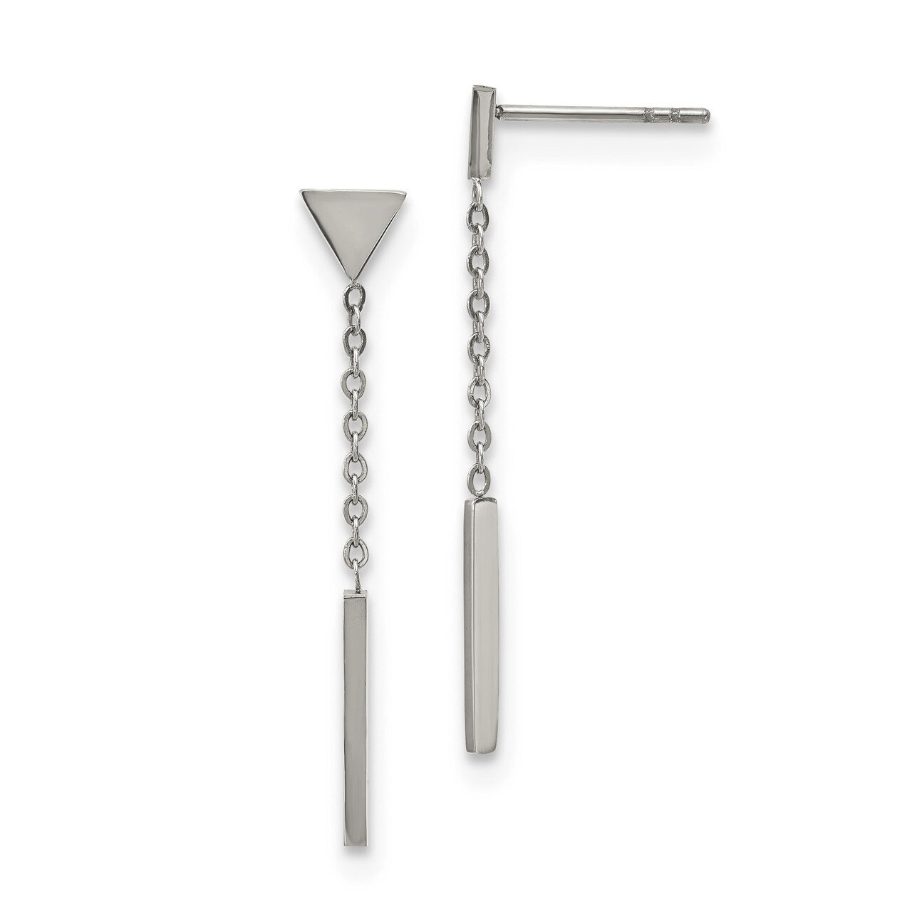 Dangle Bar Triangle Post Earrings Stainless Steel Polished SRE1215S