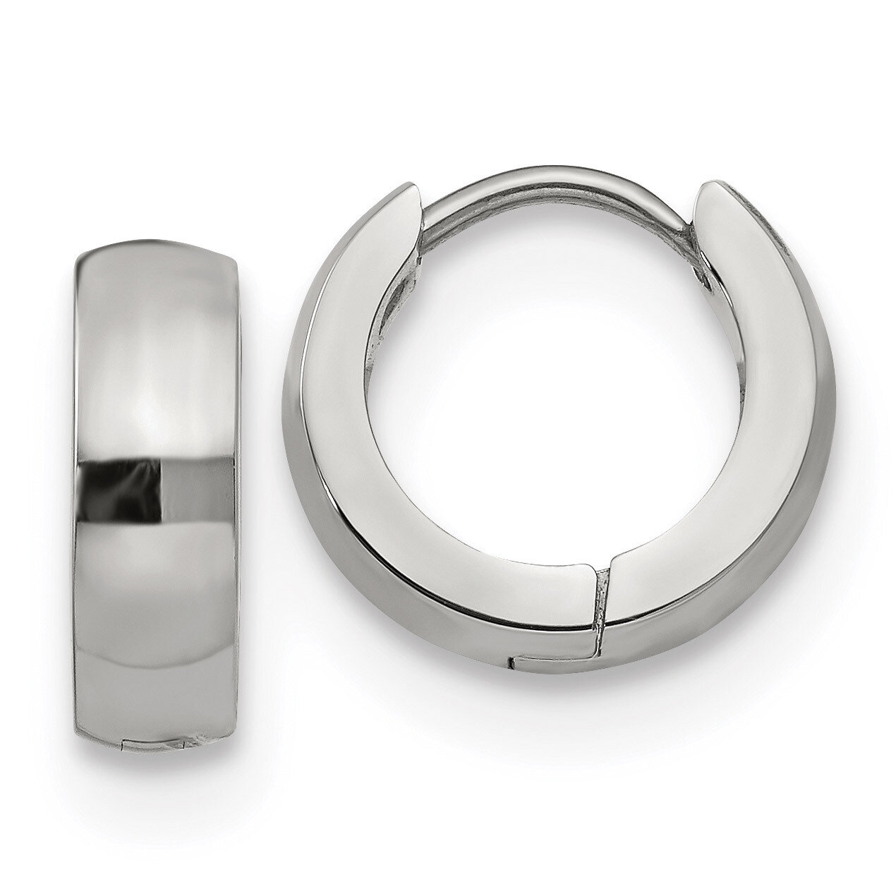 4.0mm Hinged Hoop Earrings Stainless Steel Polished SRE1218 by Chisel, MPN: SRE1218, 191101499258
