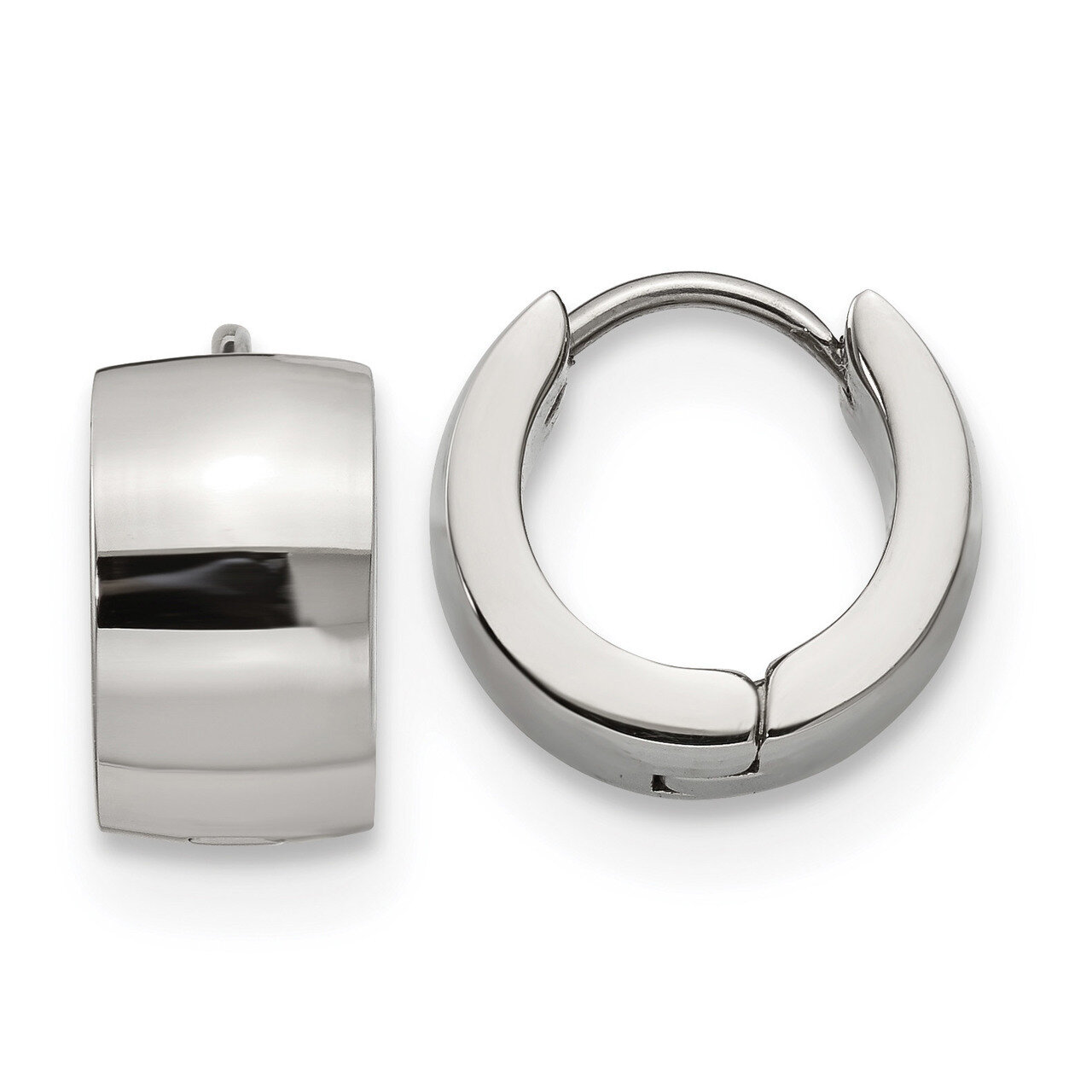 7.0mm Hinged Hoop Earrings Stainless Steel Polished SRE1221 by Chisel, MPN: SRE1221, 191101499616