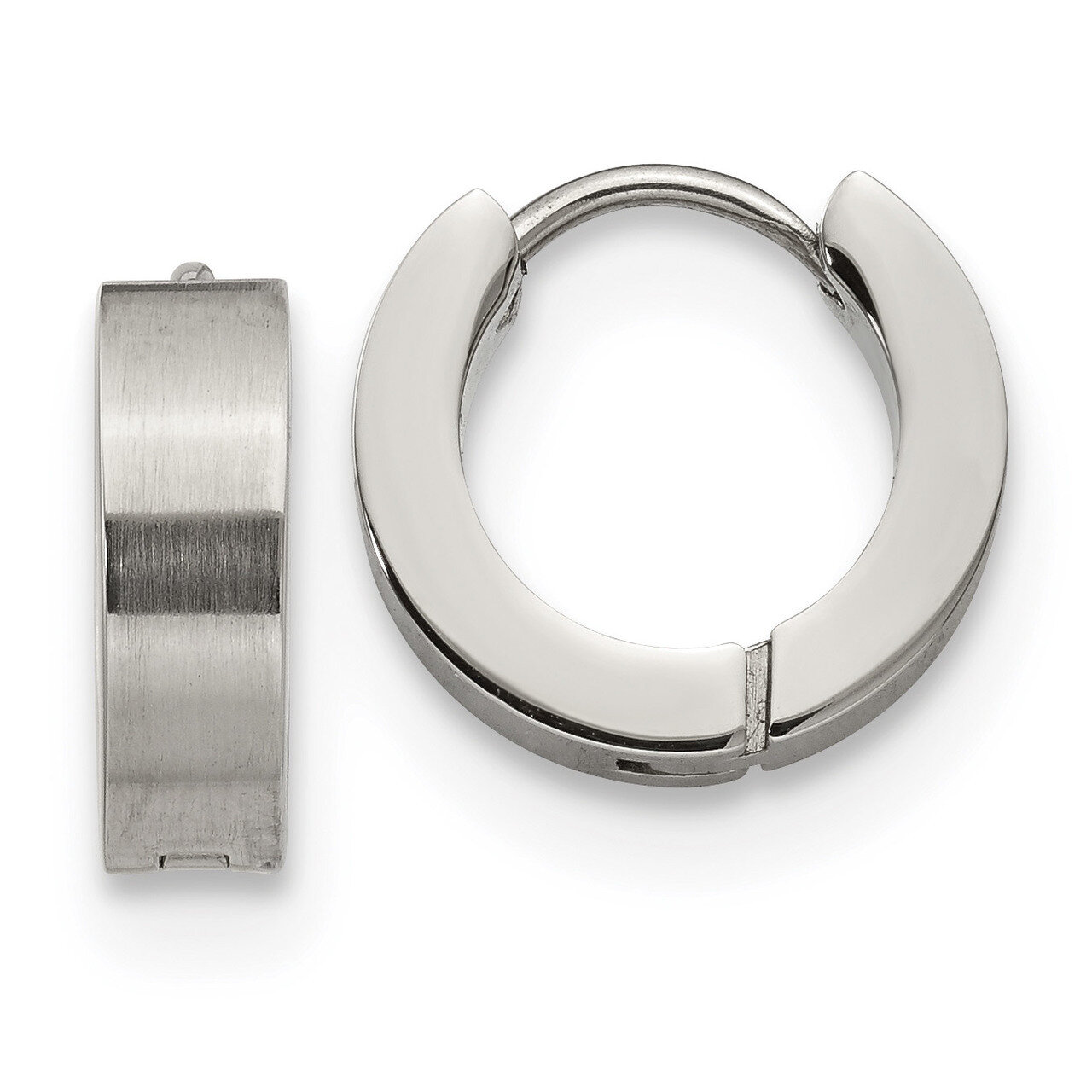 4.0mm Hinged Hoop Earrings Stainless Steel Brushed and Polished SRE1224 by Chisel, MPN: SRE1224, 19…