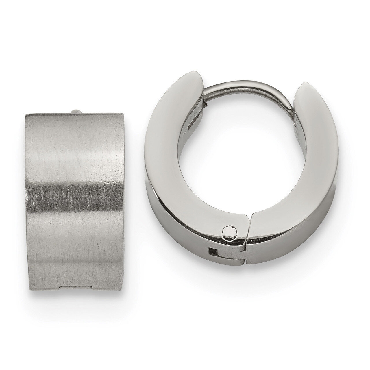 7.0mm Hinged Hoop Earrings Stainless Steel Brushed and Polished SRE1227 by Chisel, MPN: SRE1227, 19…
