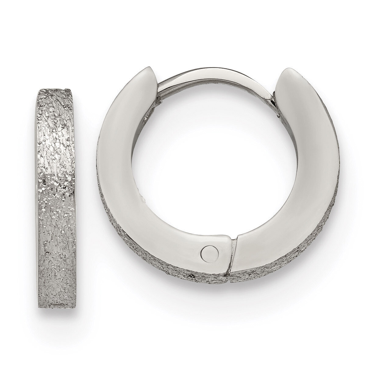 Sand Blasted 2.0mm Hinged Hoop Earrings Stainless Steel Polished SRE1228 by Chisel, MPN: SRE1228, 1…