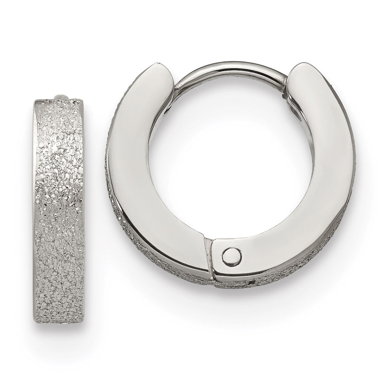 Sand Blasted 3.0mm Hinged Hoop Earrings Stainless Steel Polished SRE1229 by Chisel, MPN: SRE1229, 1…