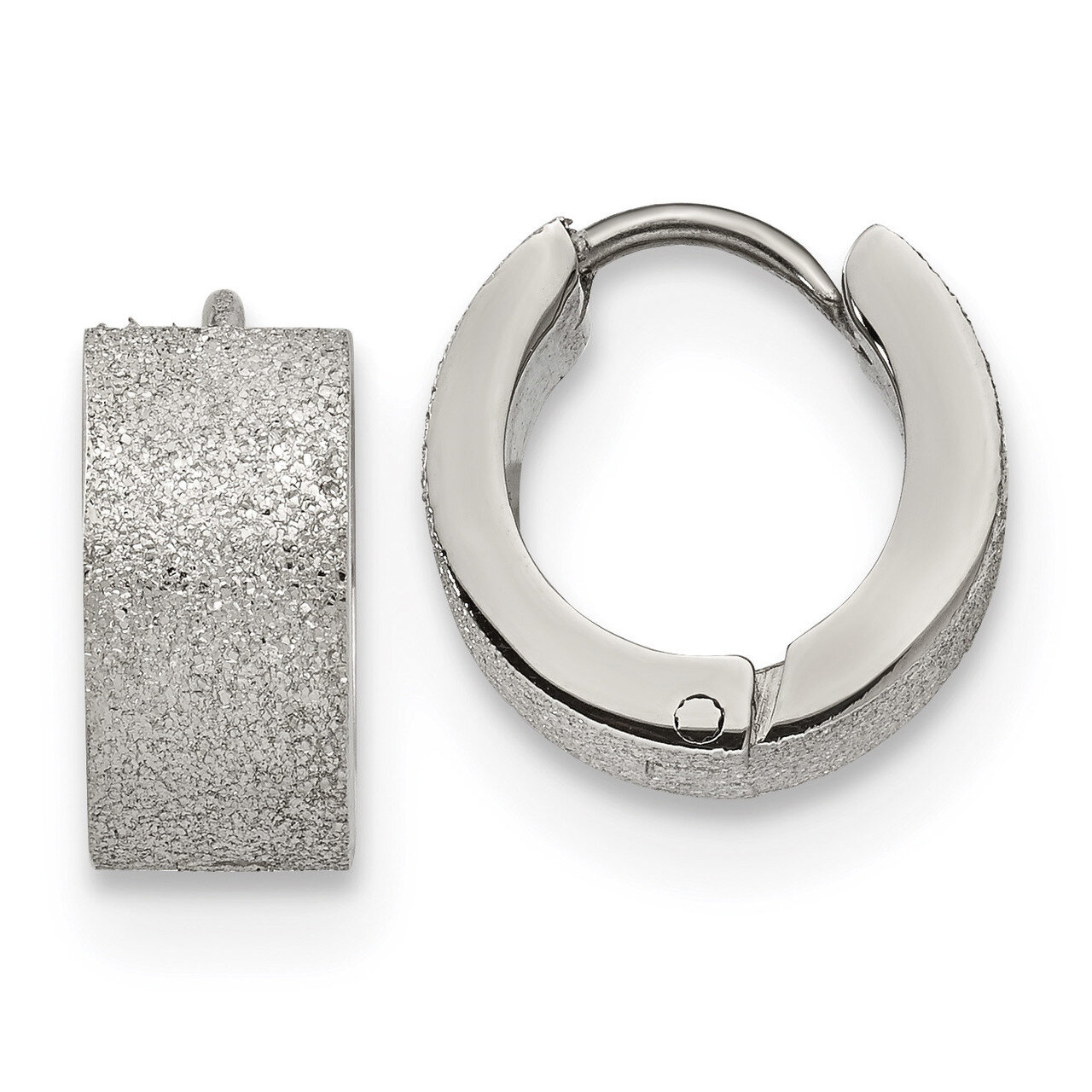 Sand Blasted 6.0mm Hinged Hoop Earrings Stainless Steel Polished SRE1232 by Chisel, MPN: SRE1232, 1…