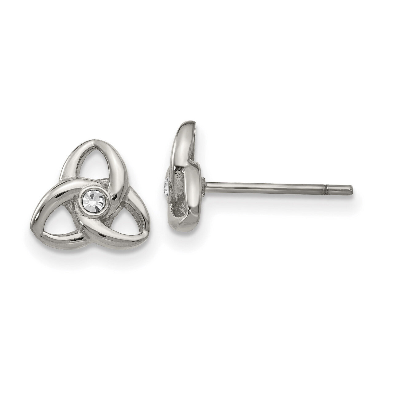 Preciosa Crystal Trinity Knot Post Earrings Stainless Steel Polished SRE1254 by Chisel, MPN: SRE125…