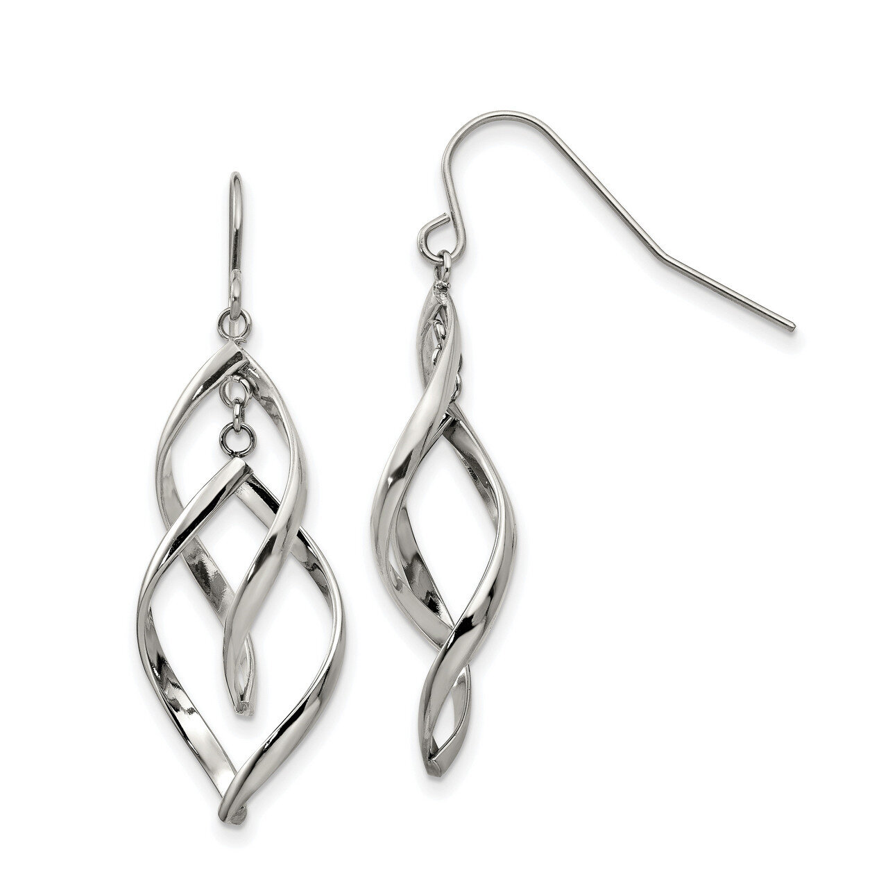 Twisted Shepherd Hook Earrings Stainless Steel Polished SRE1280 by Chisel, MPN: SRE1280, 1911010175…