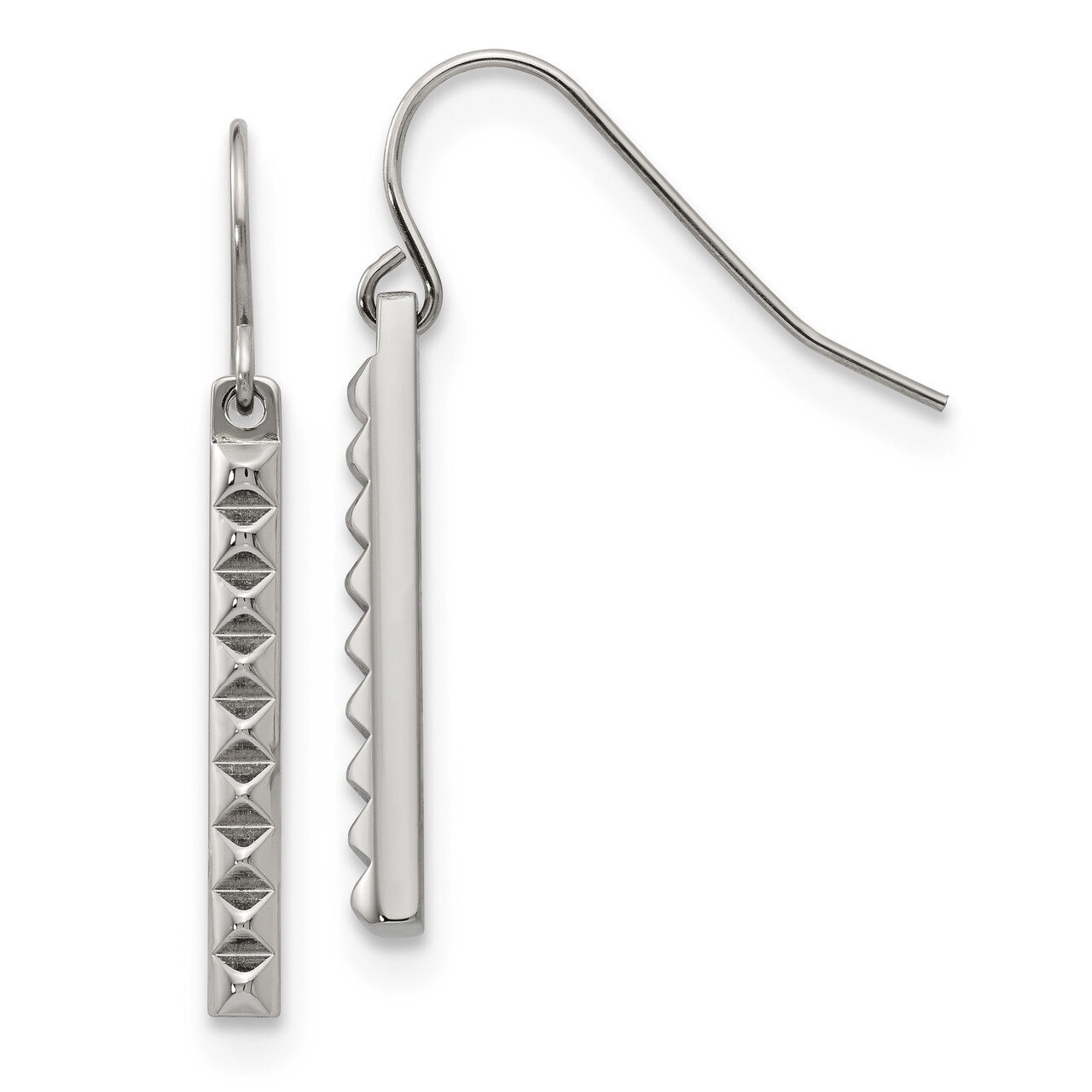 Studded Bar Shepherds Hook Earrings Stainless Steel Polished SRE1282 by Chisel, MPN: SRE1282, 19110…