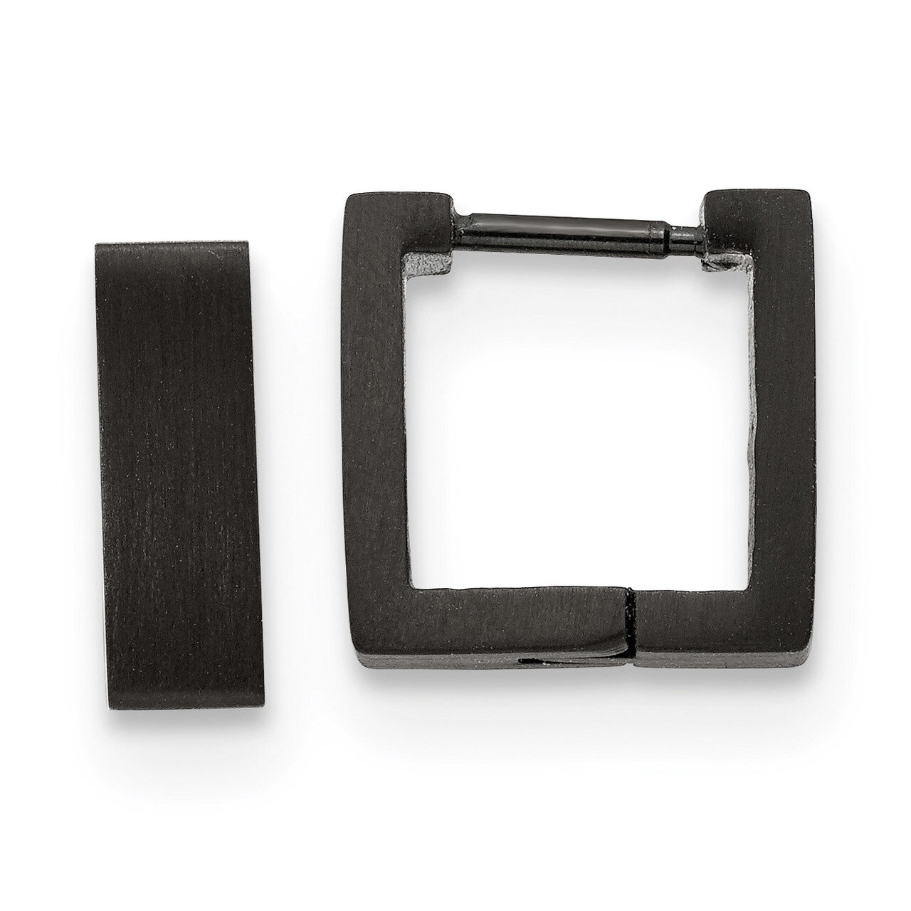 IP-plated Square Hoop Earrings Stainless Steel Brushed Black SRE1289 by Chisel, MPN: SRE1289, 19110…