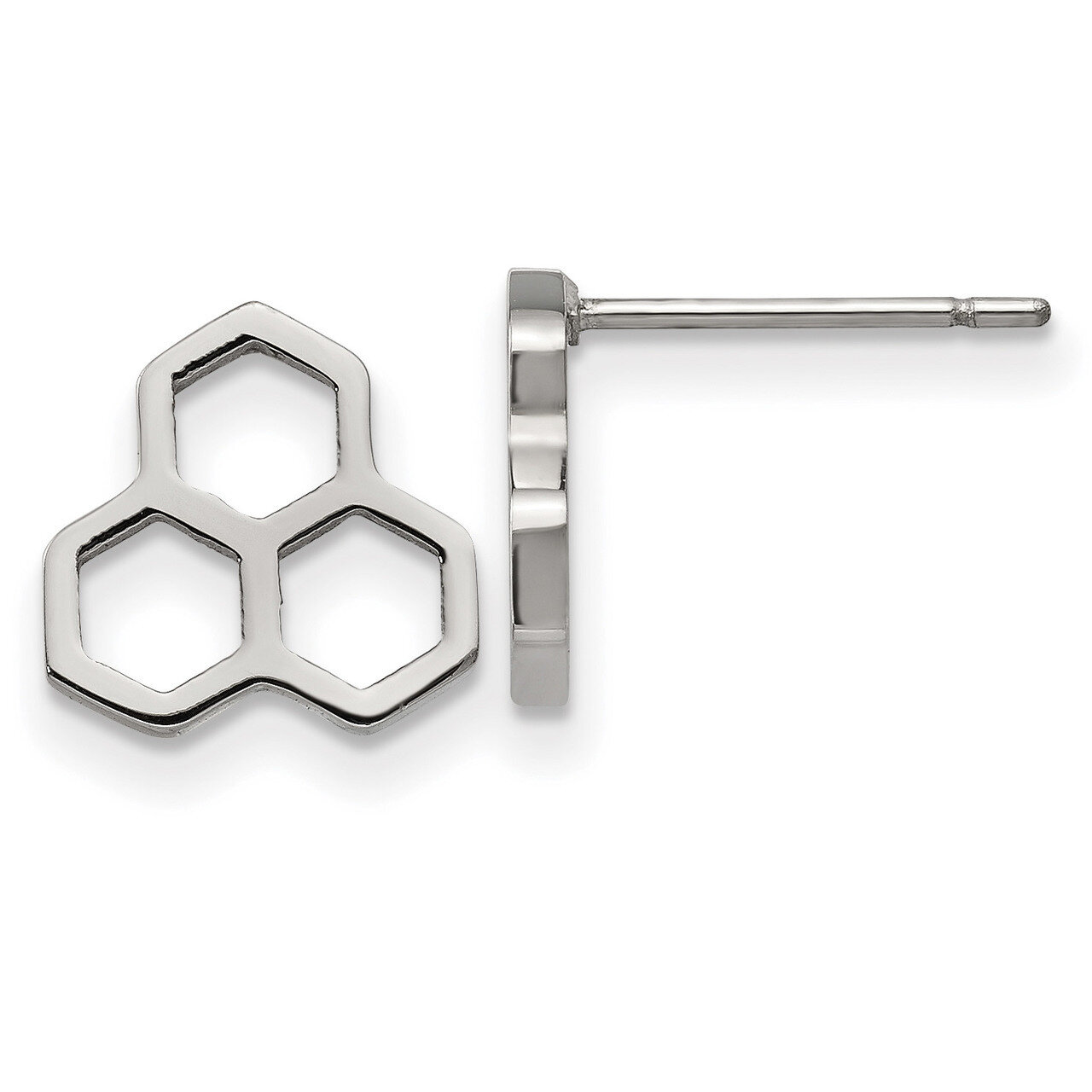 Honeycomb Post Earrings Stainless Steel Polished SRE1290