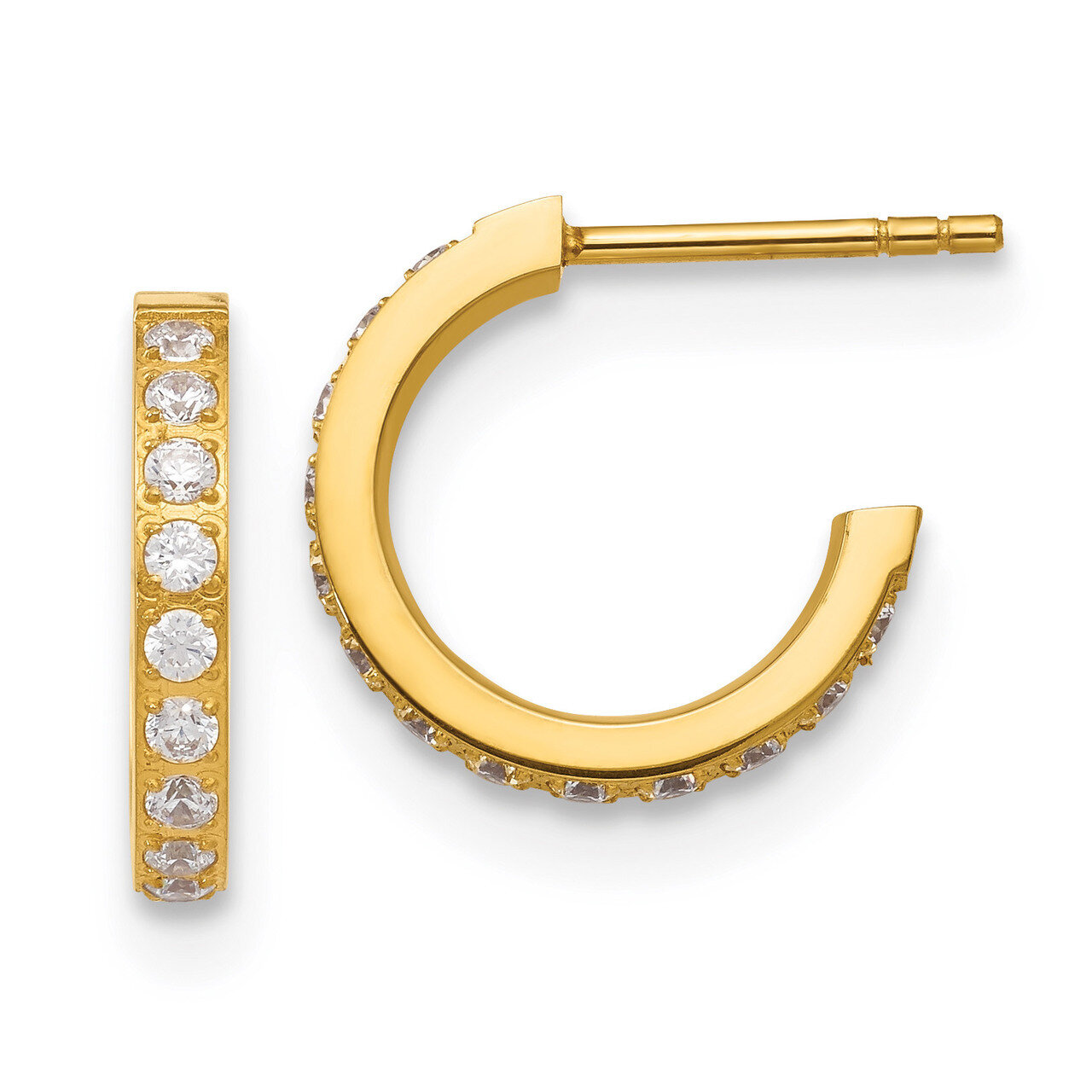 Yellow IP-plated with CZ Post Hoop Earrings Stainless Steel Polished SRE1302 by Chisel, MPN: SRE130…