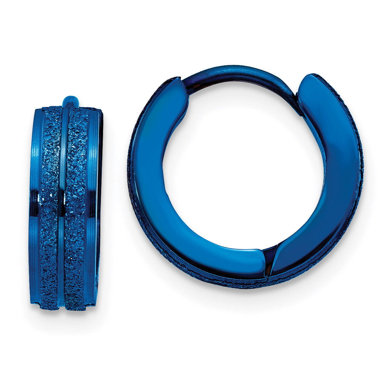 Blue IP-Plated Laser cut Hinged Hoop Earrings Stainless Steel SRE1310 by Chisel, MPN: SRE1310, 1911…