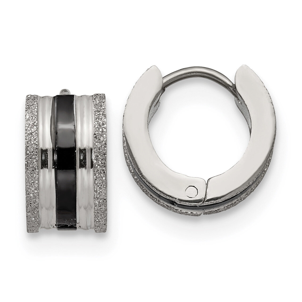 Black IP-Plated Laser cut Hoop Earrings Stainless Steel SRE1313