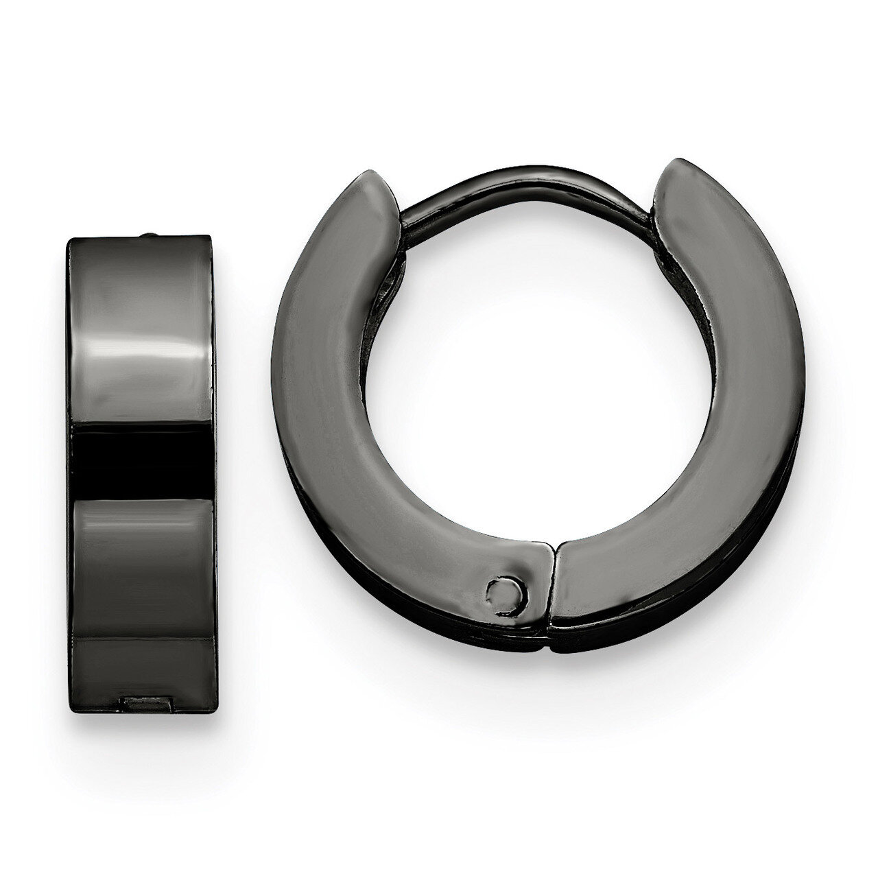 Black IP-Plated Hinged Hoop Earrings Stainless Steel SRE1315