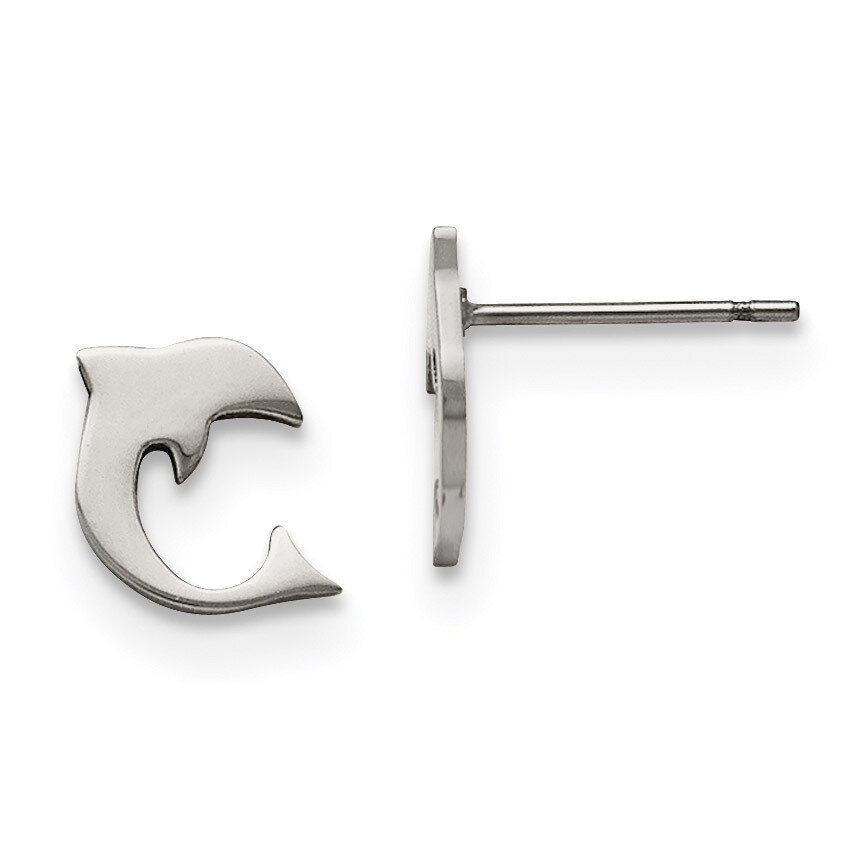 Dolphin Post Earrings Stainless Steel Polished SRE330 by Chisel, MPN: SRE330, 886774038568