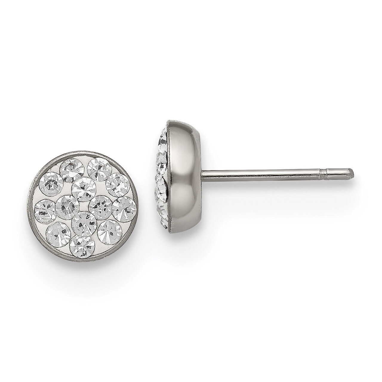 Clear Crystal Post Earrings Stainless Steel SRE479 by Chisel, MPN: SRE479, 883957580463