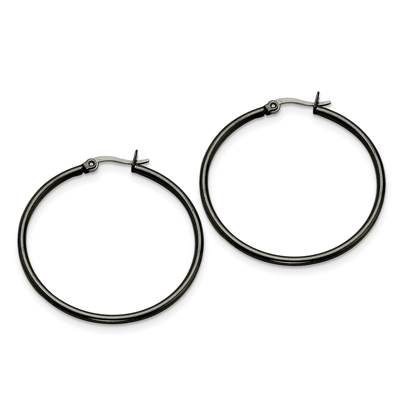 Black IP plated 40mm Hoop Earrings Stainless Steel SRE568 by Chisel, MPN: SRE568, 191101499111