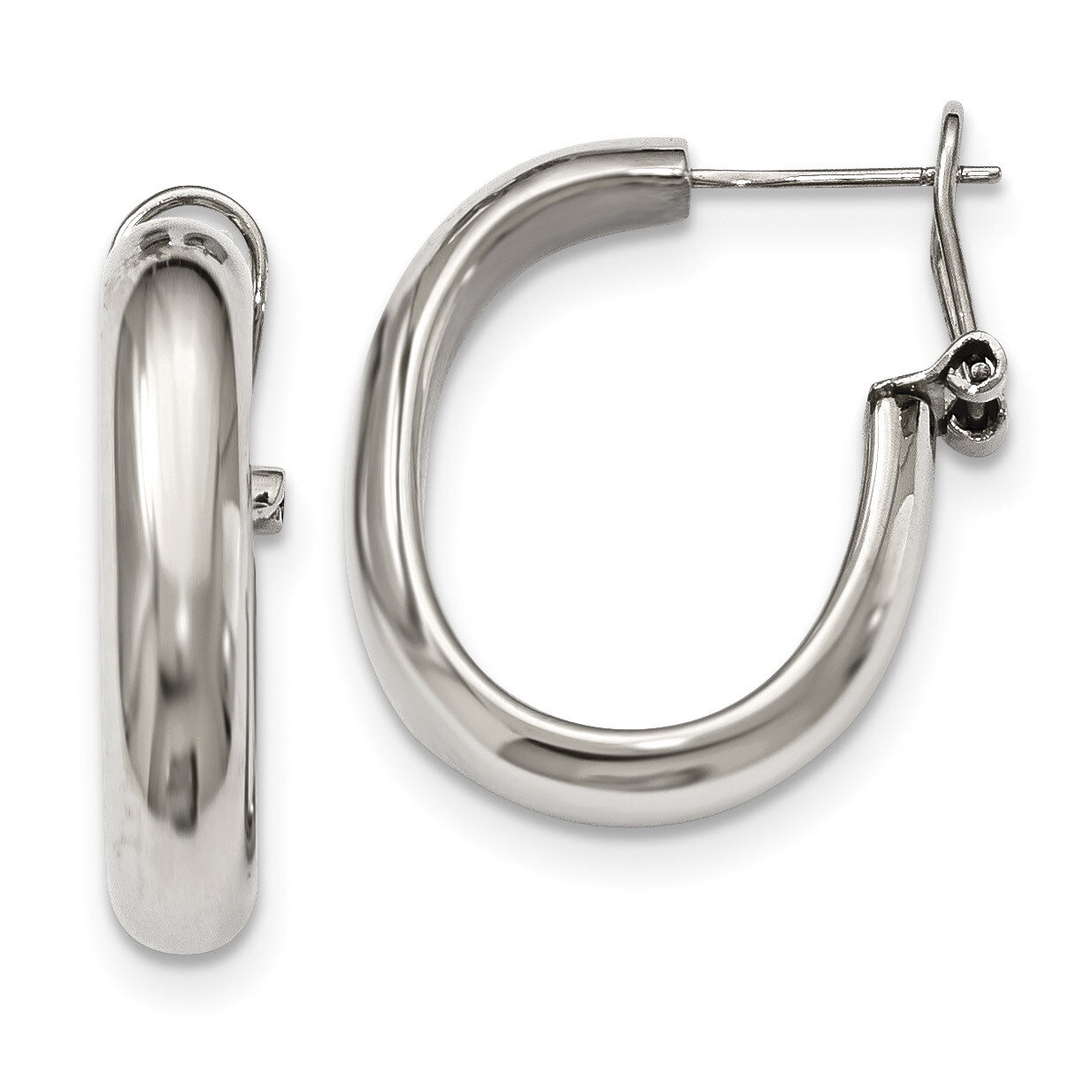 Omega Back Hoop Earrings Stainless Steel Polished SRE901